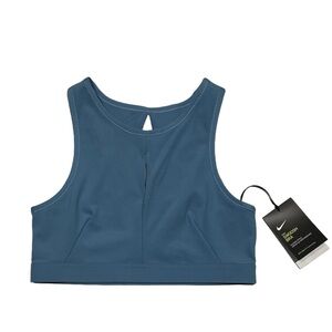 Nike DRI-FIT Women’s Athletic Compression Medium Support Blue Swoosh Sports Bra